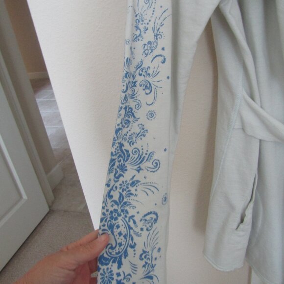 LUCKY BRAND Sweater /  Jacket / Cardigan ,  Wrap Belted Jersey Cotton Light Blue - Picture 2 of 9